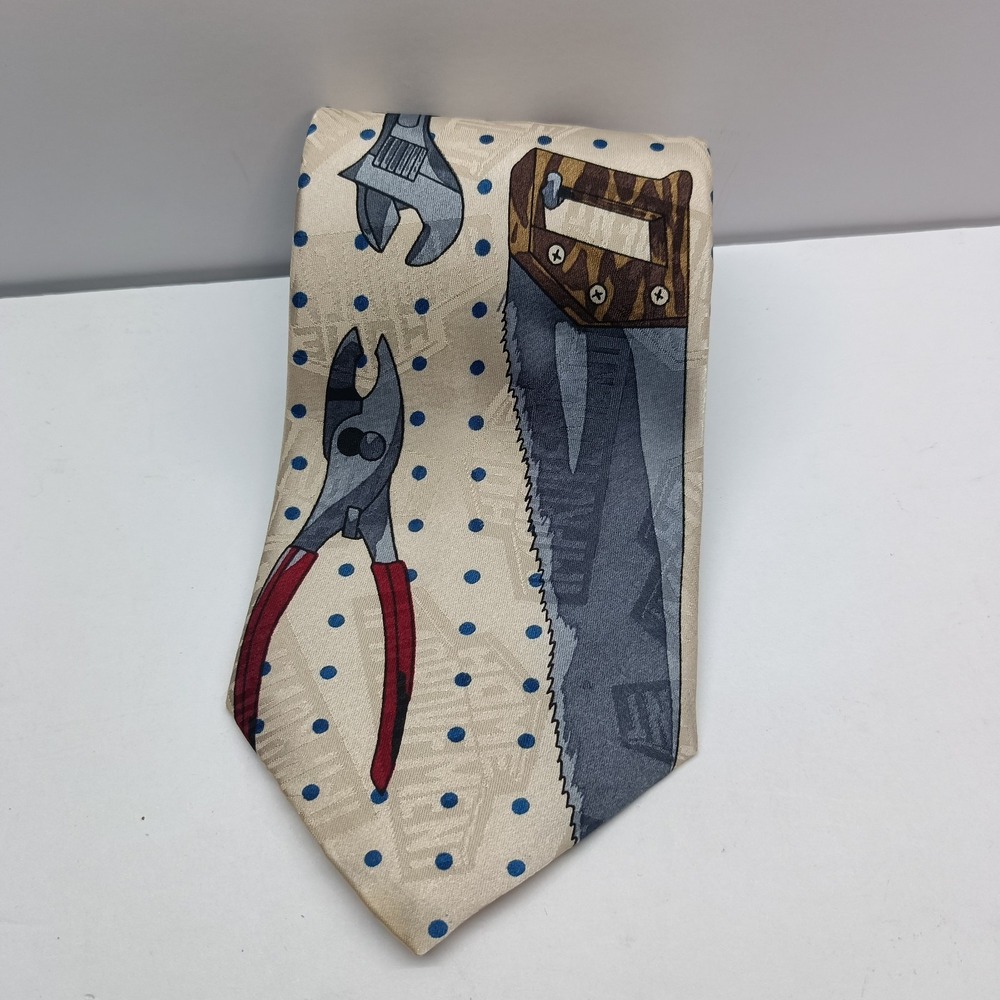 Vtg Home Improvement Men's Tie Tool Print Tim Allen TV‎ Show 55in Made In USA